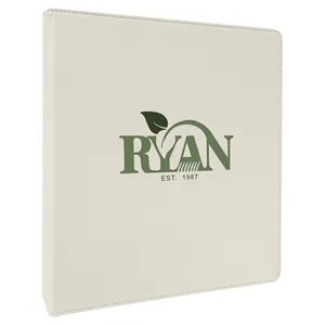 10 1/2"x11 1/2" White Leatherette 3 Ring Binder