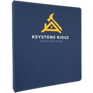 10 1/2"x11 1/2" Blue/Silver Leatherette 3 Ring Binder