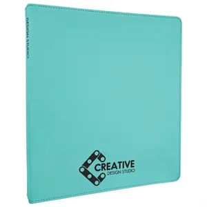 10 1/2"x11 1/2" Teal Leatherette 3 Ring Binder