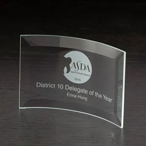 Crescent Small Glass Award | https://www.bestnamebadges.com