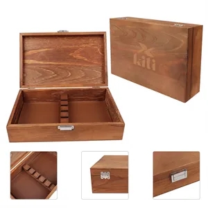 Wooden Steak Knife Storage Box W/ Snap Closure