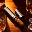 Portable Stainless Steel Single Cigar Tube With Cap | https://www.bestnamebadges.com