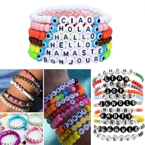 Custom Letter Bead Elastic Bracelet