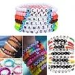 Custom Letter Bead Elastic Bracelet | https://www.bestnamebadges.com