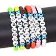 Custom Letter Bead Elastic Bracelet | https://www.bestnamebadges.com