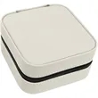 White Leatherette Travel Jewelry Box | https://www.bestnamebadges.com