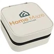White Leatherette Travel Jewelry Box | https://www.bestnamebadges.com