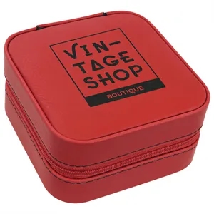 Red Leatherette Travel Jewelry Box