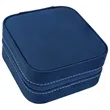 Blue/Silver Leatherette Travel Jewelry Box | https://www.bestnamebadges.com