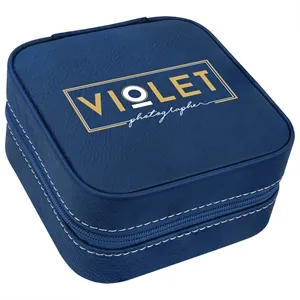 Blue/Silver Leatherette Travel Jewelry Box