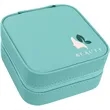 Teal Leatherette Travel Jewelry Box | https://www.bestnamebadges.com
