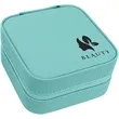 Teal Leatherette Travel Jewelry Box | https://www.bestnamebadges.com