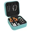 Teal Leatherette Travel Jewelry Box | https://www.bestnamebadges.com