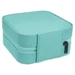Teal Leatherette Travel Jewelry Box | https://www.bestnamebadges.com