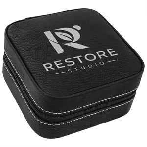 Black/Silver Leatherette Travel Jewelry Box