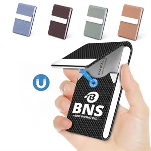 Black Carbon Business Card Holder with Magnetic Closure