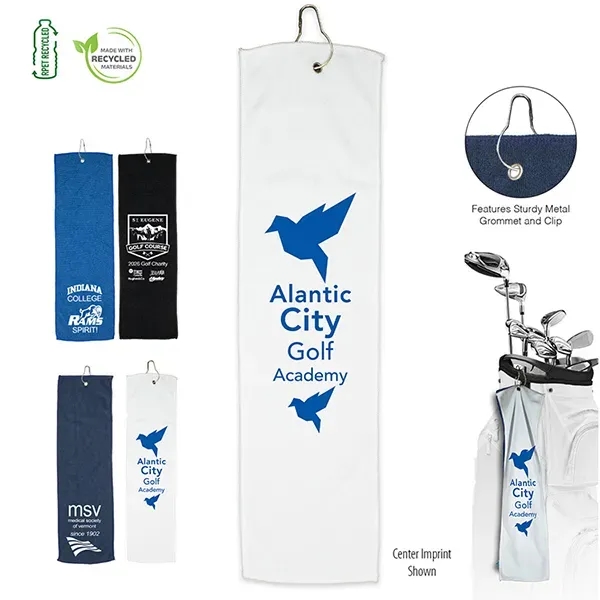 6"W x 22"H - Recycled Golf Towel with Clip - "SLIMMER"