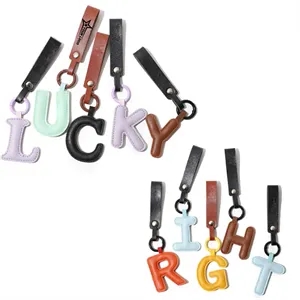 Letter A To Z Alphabet Leather Keychain Bag Charm