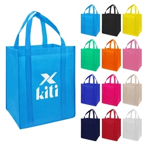 Heavy Duty Non Woven Grocery Tote Bag 12.6"x9.8"x15"