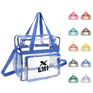 Clear PVC Zipper Stadium Bag W/Shoulder Strap 11.8"x11.8"x5"