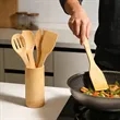 5 Piece Bamboo Kitchen Utensil Set With Holder | https://www.bestnamebadges.com