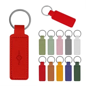 Debossed Custom Rectangular Pu Leather Keychain