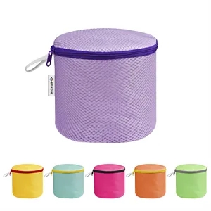 Zippered Barrel shaped Sandwich Mesh Bra Laundry Bag