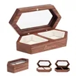 2 Slots Wooden Ring Box For Wedding W/ Clear Window | https://www.bestnamebadges.com