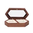 2 Slots Wooden Ring Box For Wedding W/ Clear Window | https://www.bestnamebadges.com