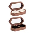 2 Slots Wooden Ring Box For Wedding W/ Clear Window | https://www.bestnamebadges.com