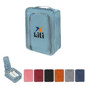 Polyester Portable Travel Shoe Bag W/ Inner Mesh Pocket
