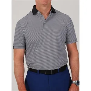 Donald Ross Owen Feeder Stripe Polo w/ Solid Collar