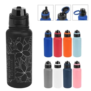 32 Oz. Full Laser Pop Sip & Chug Recycled Stainless Steel...