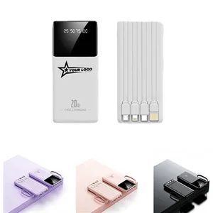 20000mAh Fast Charge Power Bank With Built In 4 Cables