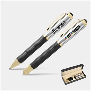 TiTUS® Luxury Silver Ballpoint & Rollerball Duo Gift Box