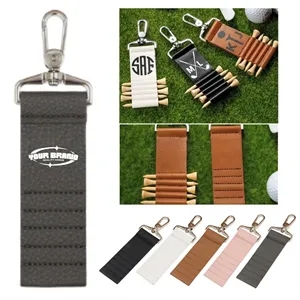 Portable Leather Golf Tee Holder Pouch With Keychain