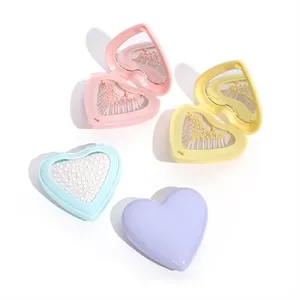 Heart Shape Folding Mirror Brush