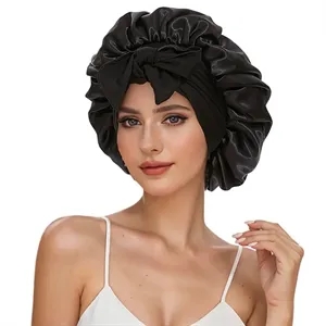 Satin Sleep Bonnet with Long Ribbon for Hair Protection