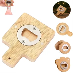 Creative Bamboo Magnetic Bottle Opener Fridge Magnet