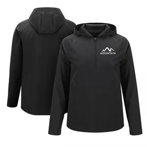 Men's Lightweight Half Zip Hooded Long Sleeve Jacket