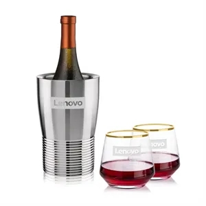 Genoa Wine Cooler & Tucson Gold Rim Stemless Wine