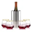 Catania Wine Cooler & Tucson Gold Rim Stemless Wine | https://www.bestnamebadges.com