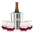Pescara Wine Cooler & Tucson Gold Rim Stemless Wine | https://www.bestnamebadges.com