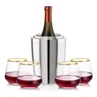 Pescara Wine Cooler & Tucson Gold Rim Stemless Wine | https://www.bestnamebadges.com