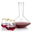 Tucson Carafe & Stemless Wine Set - Gold Rim | https://www.bestnamebadges.com