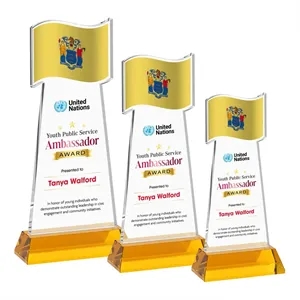 Flag VividPrint™ Award on Hartford Base - Amber