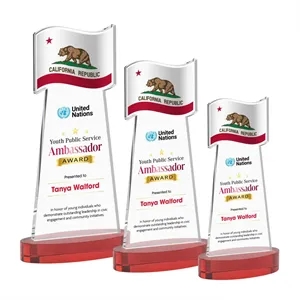 Flag VividPrint™ Award on Alberton Base - Red