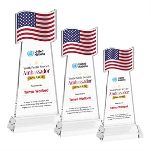 Flag VividPrint™ Award on Hartford Base - Clear