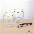 Swiss Force® Opener & Tucson Gold Rim Stemless Wine | https://www.bestnamebadges.com