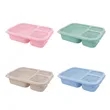 3 Compartments Reusable Wheat Straw Bento Lunch Box W/ Lid | https://www.bestnamebadges.com
